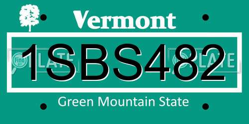 1SBS482 Vermont License Plate