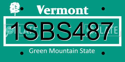 1SBS487 Vermont License Plate