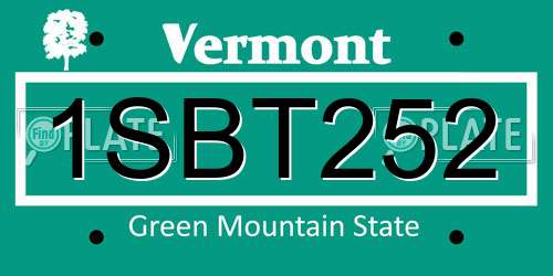 1SBT252 Vermont License Plate