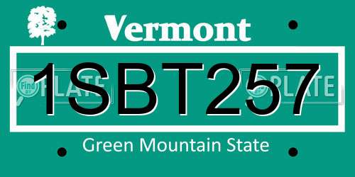 1SBT257 Vermont License Plate