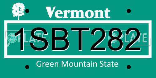 1SBT282 Vermont License Plate