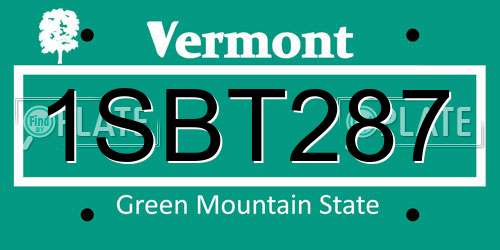 1SBT287 Vermont License Plate
