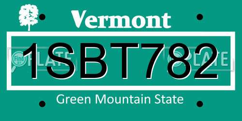 1SBT782 Vermont License Plate