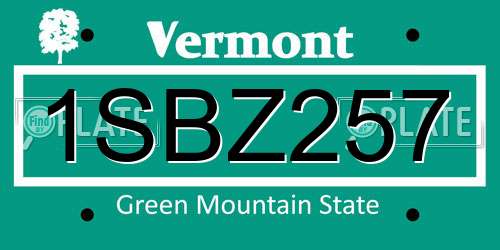 1SBZ257 Vermont License Plate