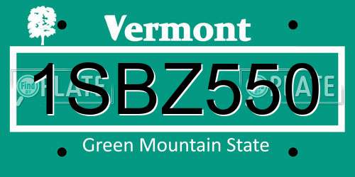 1SBZ550 Vermont License Plate