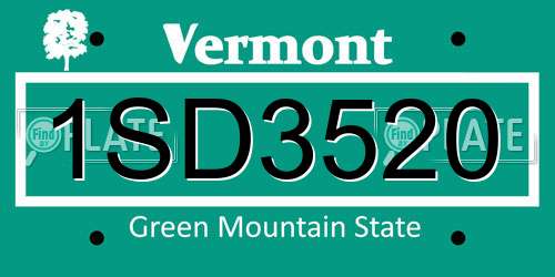 1SD3520 Vermont License Plate