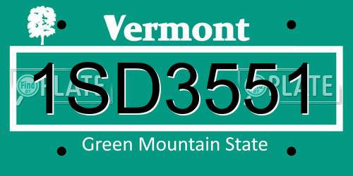 1SD3551 Vermont License Plate