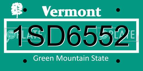 1SD6552 Vermont License Plate