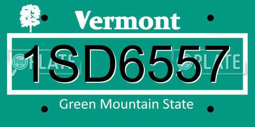 1SD6557 Vermont License Plate