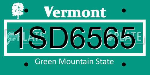 1SD6565 Vermont License Plate