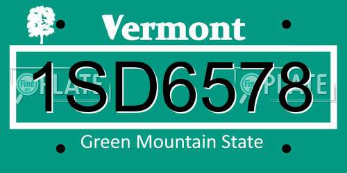 1SD6578 Vermont License Plate