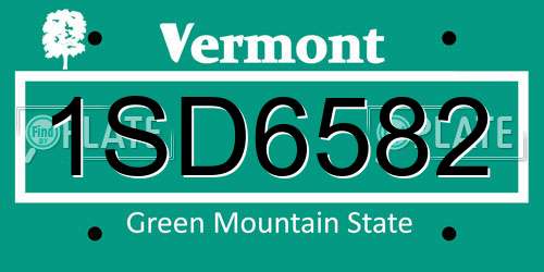 1SD6582 Vermont License Plate