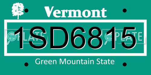1SD6815 Vermont License Plate