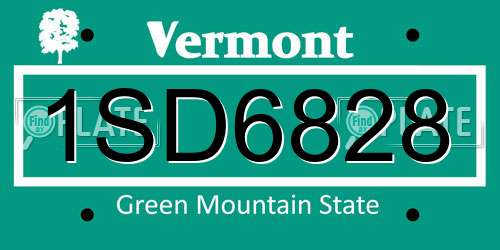 1SD6828 Vermont License Plate