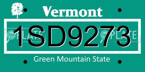 1SD9273 Vermont License Plate
