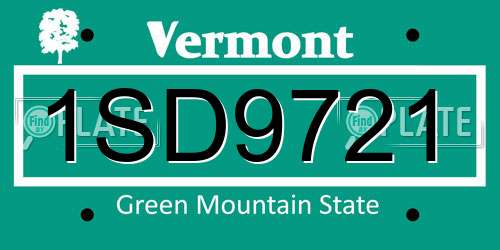 1SD9721 Vermont License Plate