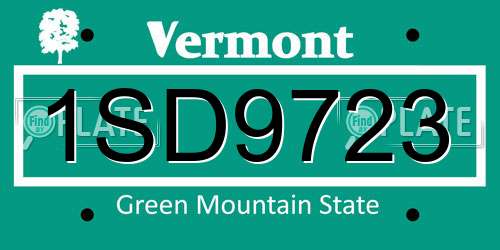 1SD9723 Vermont License Plate