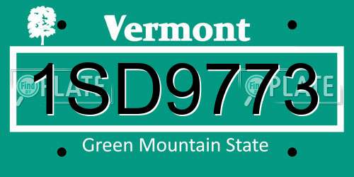1SD9773 Vermont License Plate