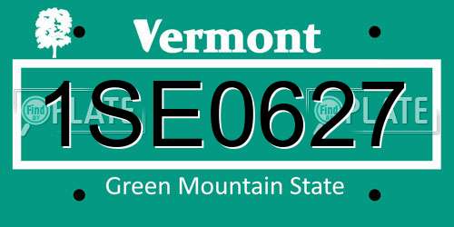 1SE0627 Vermont License Plate