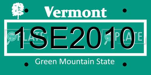 1SE2010 Vermont License Plate