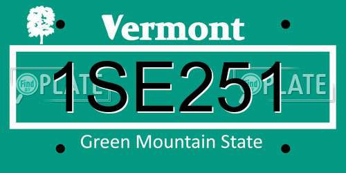 1SE251 Vermont License Plate