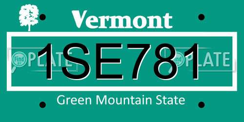 1SE781 Vermont License Plate