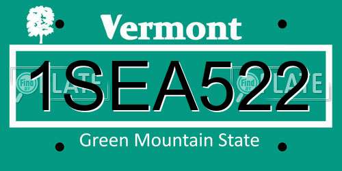 1SEA522 Vermont License Plate