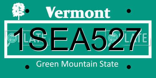 1SEA527 Vermont License Plate