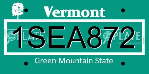 1SEA872 Vermont License Plate