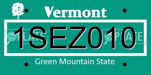 1SEZ010 Vermont License Plate