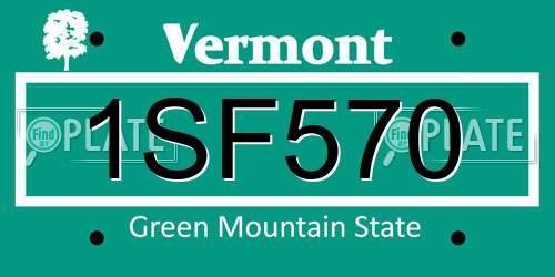 1SF570 Vermont License Plate
