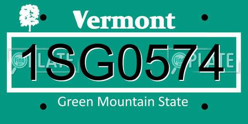 1SG0574 Vermont License Plate