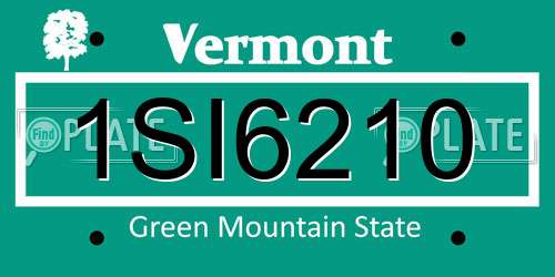 1SI6210 Vermont License Plate