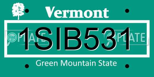 1SIB531 Vermont License Plate
