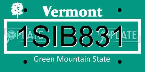 1SIB831 Vermont License Plate