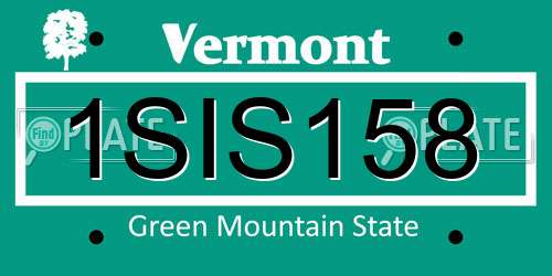 1SIS158 Vermont License Plate