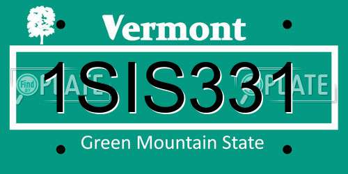 1SIS331 Vermont License Plate
