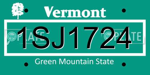 1SJ1724 Vermont License Plate
