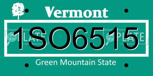 1SO6515 Vermont License Plate