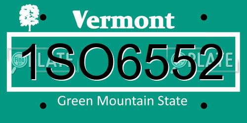 1SO6552 Vermont License Plate
