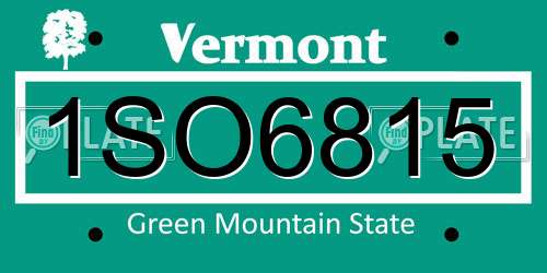 1SO6815 Vermont License Plate