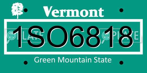 1SO6818 Vermont License Plate