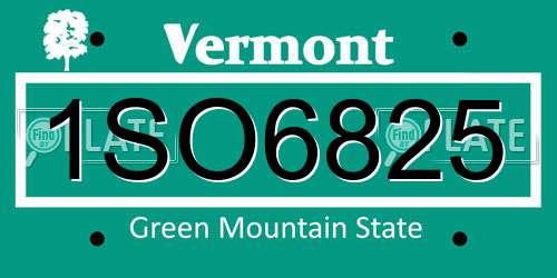 1SO6825 Vermont License Plate