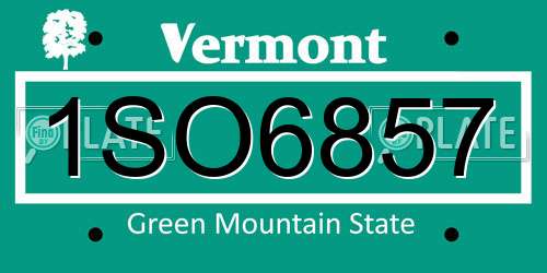 1SO6857 Vermont License Plate