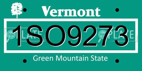 1SO9273 Vermont License Plate