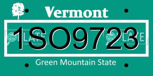 1SO9723 Vermont License Plate