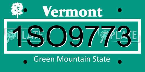 1SO9773 Vermont License Plate