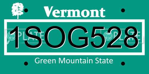 1SOG528 Vermont License Plate