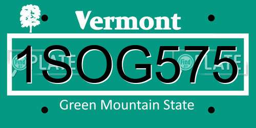 1SOG575 Vermont License Plate