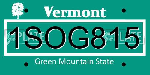 1SOG815 Vermont License Plate